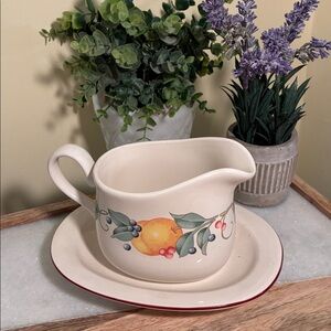 Corelle Stoneware Gravy Boat and Saucer